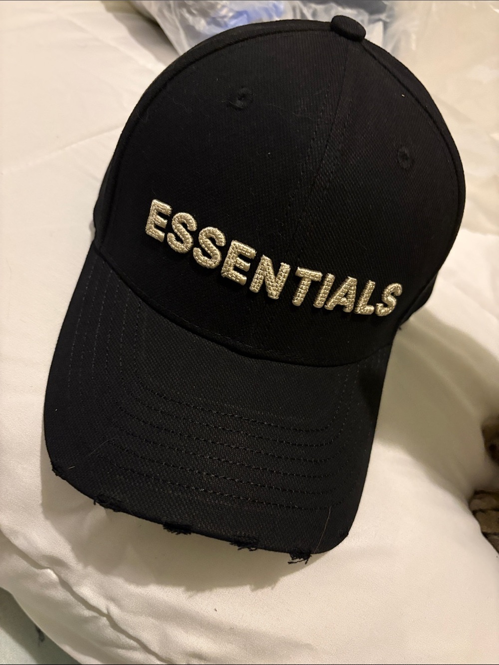 Essentials Black Cap with Gold Raised Logo